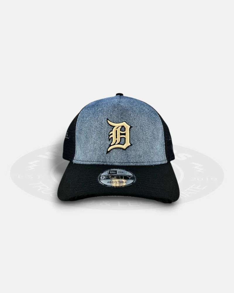 Detroit Tigers Bleach Azul 9FORTY A Frame Trucker Snapback Hat