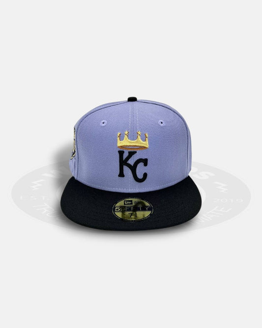 Kansas City Royals 50th Anniversary Side Patch Lavender Black 59Fifty Fitted Hat
