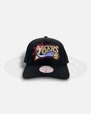 Philadelphia 76ers HWC Pro Pinch Shadow Black Snapback Hat