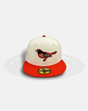 Baltimore Orioles Milestone Crest Chrome Orange Two Tone Series 59Fifty Fitted Hat